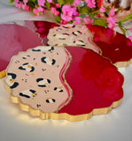 Cranberry & Leopard Coasters